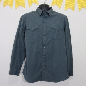 Banana Rep Gray Blue Striped Button Down *II11
